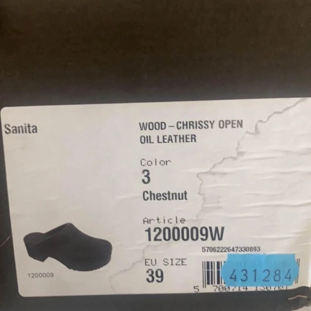 Chrissy Sanita Chestnut Open Leather Clogs Size 39 - Picture 2 of 2